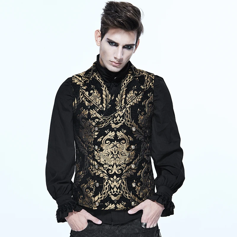 

Жилет мужской с вышивкой в стиле стимпанк, жилет без рукавов, V-образный вырез, винтажный жилет в дворцовом стиле, причудливый узор