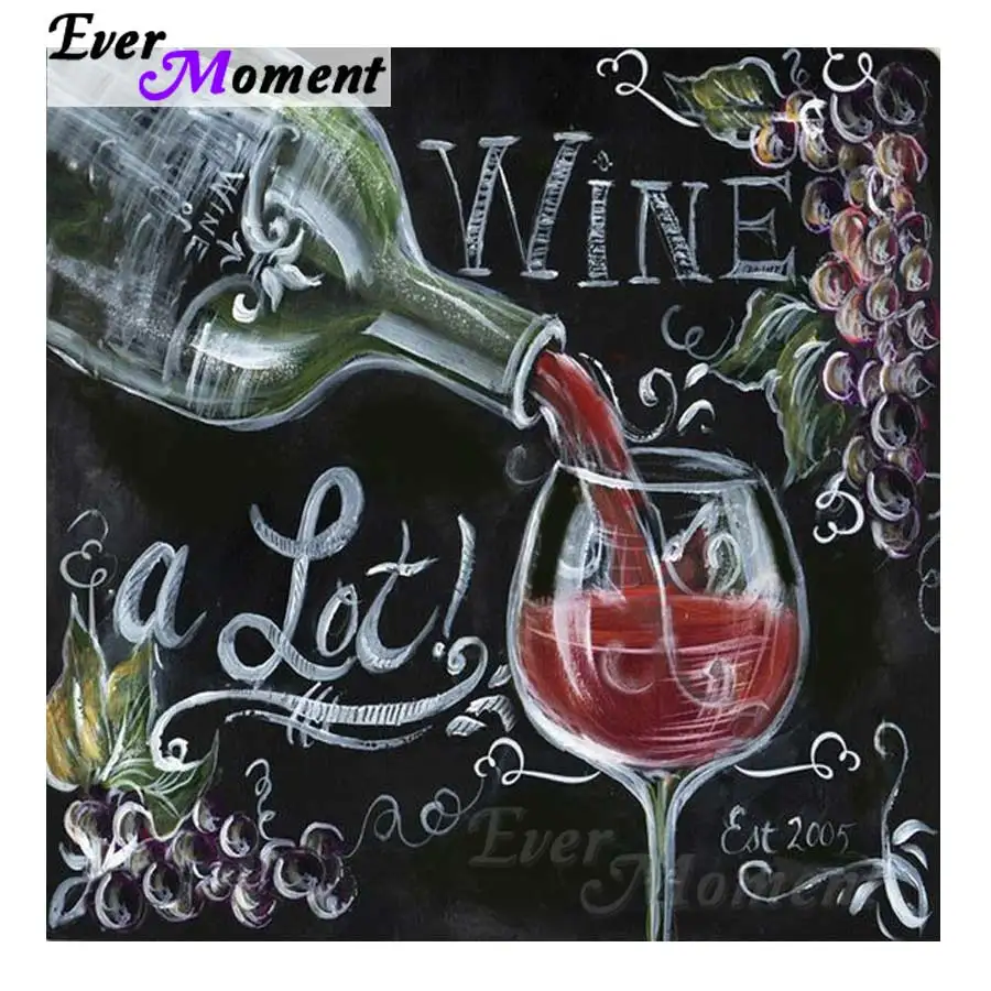 Ever Moment Diamond Painting Blackboard Wine Full Square Resin Picture Mosaic Embroidery Needlework 5D DIY S2F522 | Дом и сад