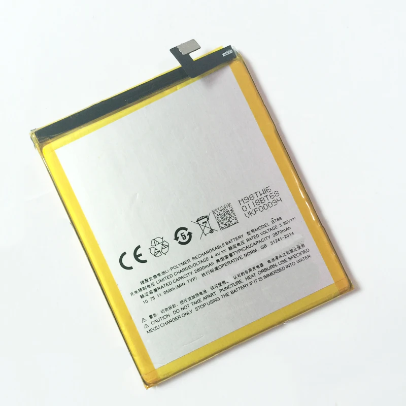 

10pcs/lot 2870mAh Rechargeable phone Battery BT68 ForMeizu M3 mini Mobile Phone internal Replacement Li-ion Battery