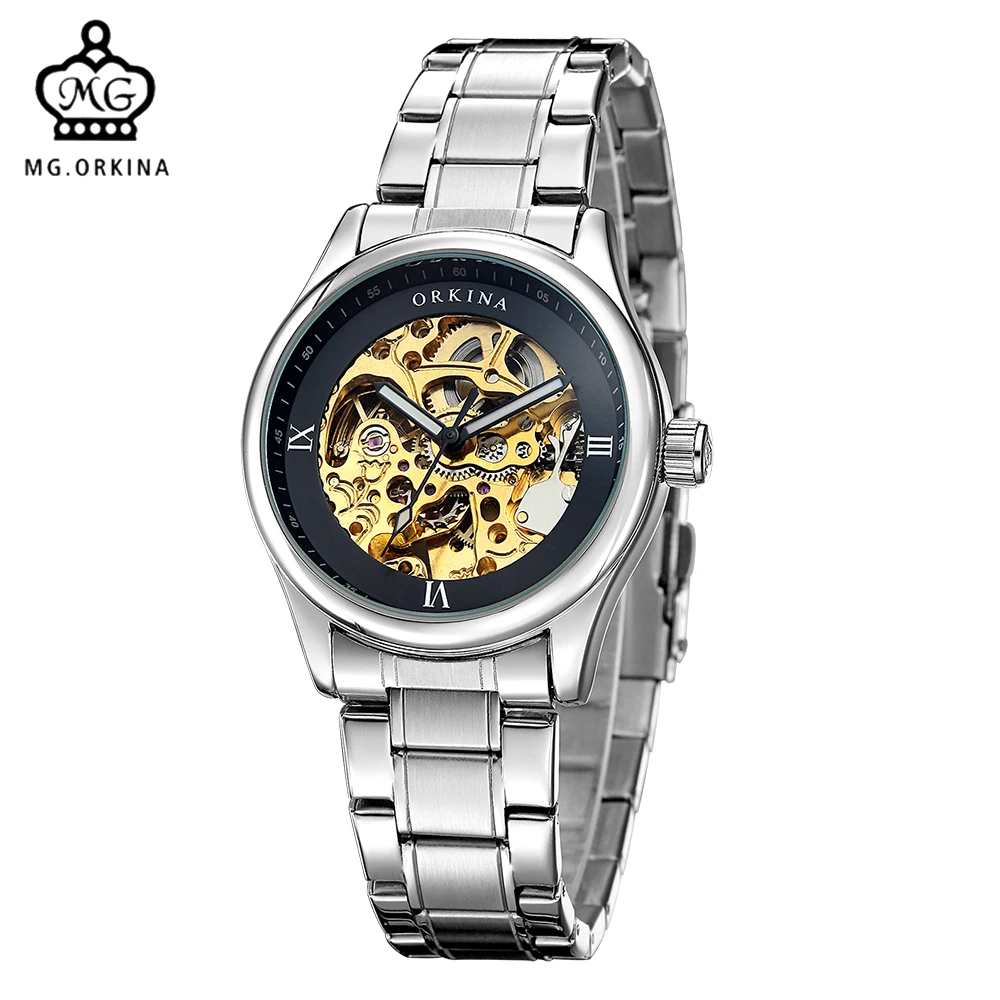 Мг. ORKINA серебряный ободок Нержавеющая сталь ремешок браслет часы Для мужчин