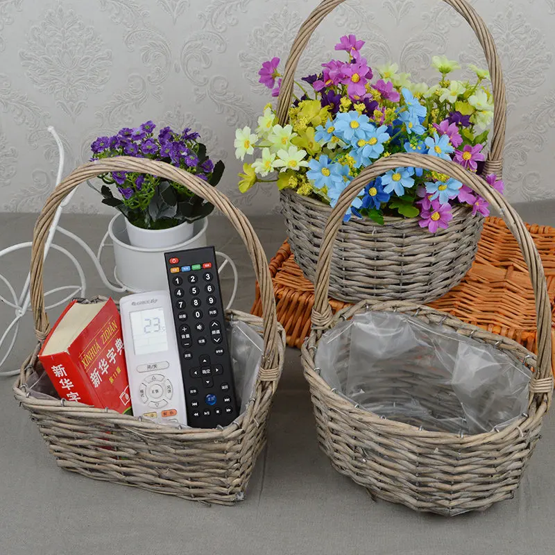 Seagrass плетеная корзина из ротанга Складной Подвесной цветочный горшок плантатор
