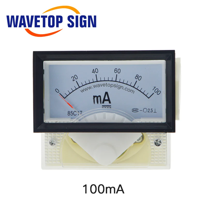 WaveTopSign 30mA 50mA Амперметр 85C17 DC 0-50mA аналоговая AMP Панель измеритель тока для CO2 лазерный станок для гравировки и резки - Цвет: 100mA