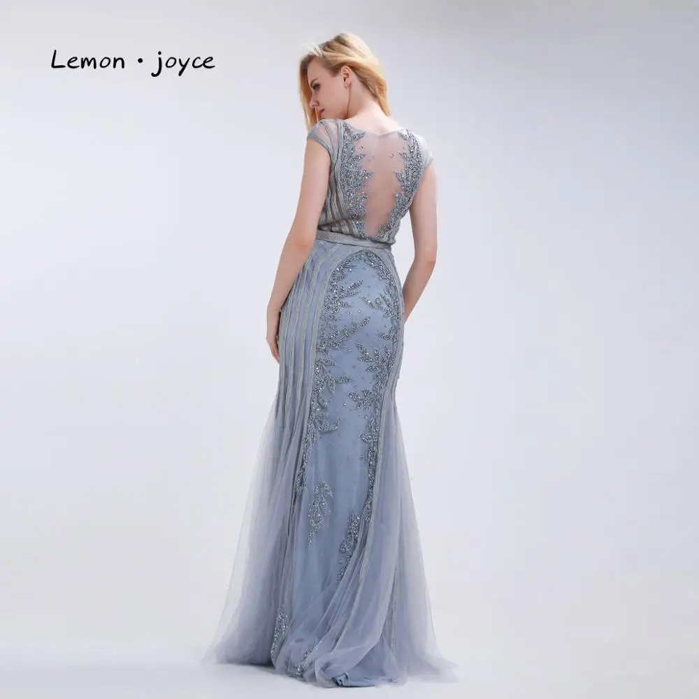 Lemon joyce Длинные вечерние платья 2020 с круглым вырезом прозрачные бисером Вечерние