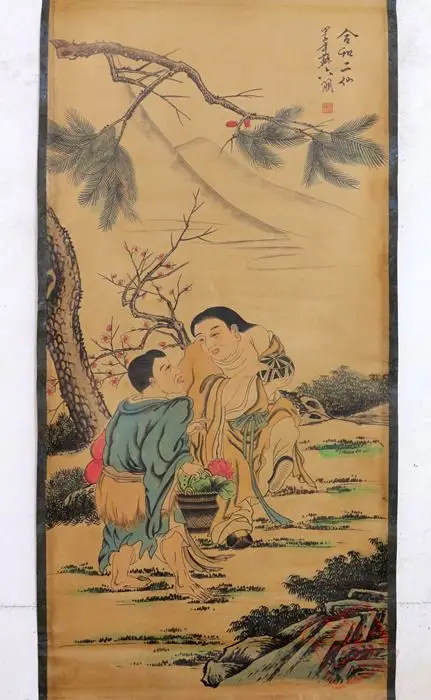 Редкая старая китайская живопись QingDyansty, феи, изысканный дизайн, ручная работа, древняя, бесплатная доставка Редкая старая китайская живопись QingDyansty, феи, изысканный дизайн, ручная работа, древняя, бесплатная доставка