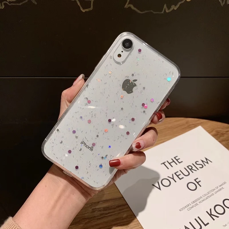 Cute Glitter Bling Phone Case for iPhone X XS Max XR Glossy Star Clear Soft TPU Silicon Cover Coque For iPhone7 8 6 6s Plus Capa |