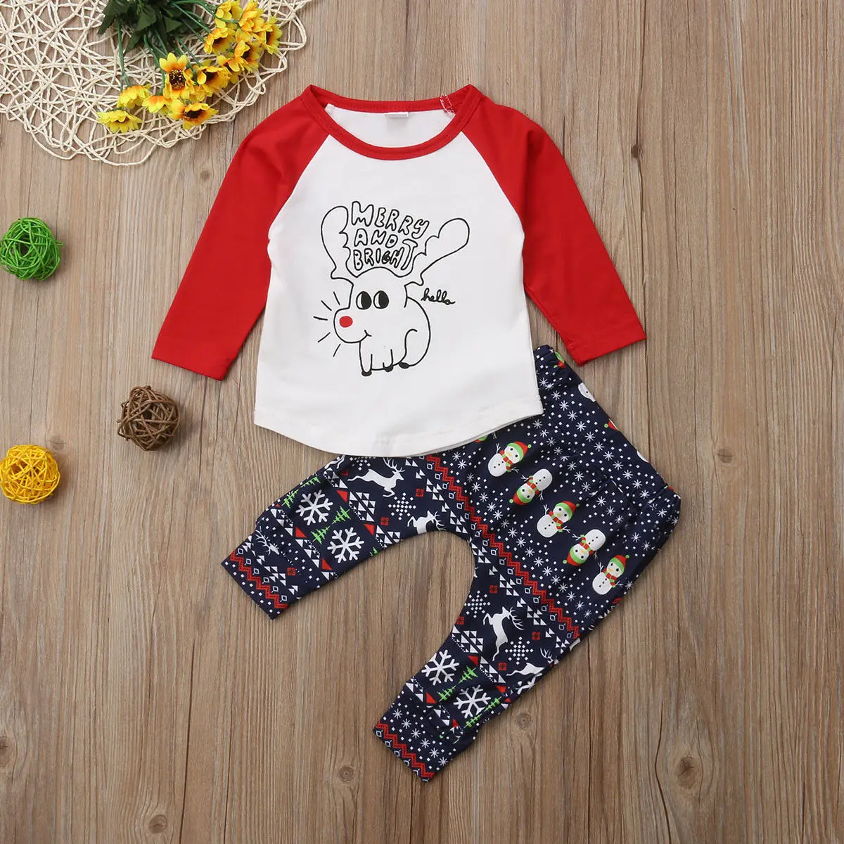 2018 Brand New 0-3Y Infant Baby Boy Girl Christmas Clothes Set 2PCS Longsleeve Cartoon Santa Elk Pullover Sweatshirt Tops+Pants | Детская