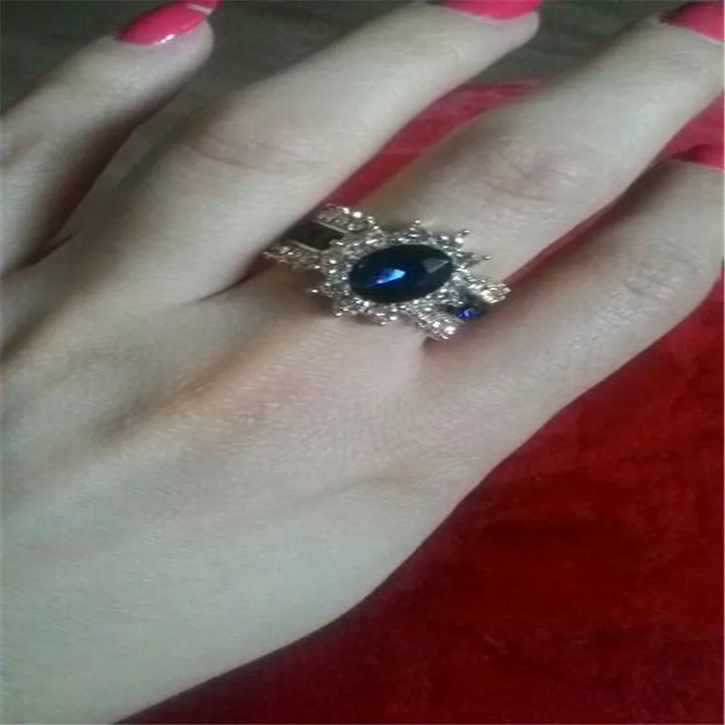 Женское кольцо с фианитом Fatpig синее для помолвки размер 6 12|ring size|blue zircon ringwomen fashion