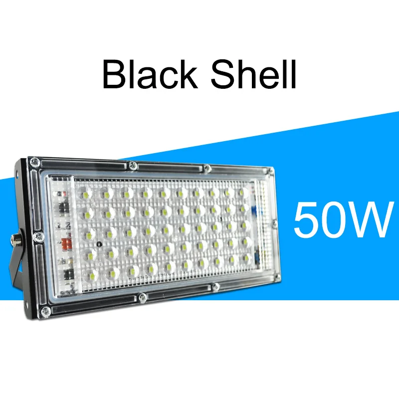 50W Black Shell Светодиодный прожектор светильник 50W 100W 200W Светодиодный прожектор светильник переменного тока 220V 240V светодиодный уличный фонарь Водонепроницаемый IP65 открытый светильник ing светодиодный cob точечный светильник - Испускаемый цвет: 50W Black Shell