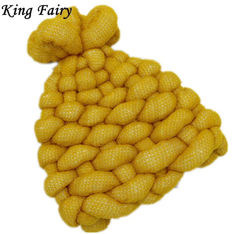 [KING FAIRY] Iceland yarn women winter hat cap Hip-Hop Knitted Warm Beanie super thick hats for hand knitting | Мужские шапки