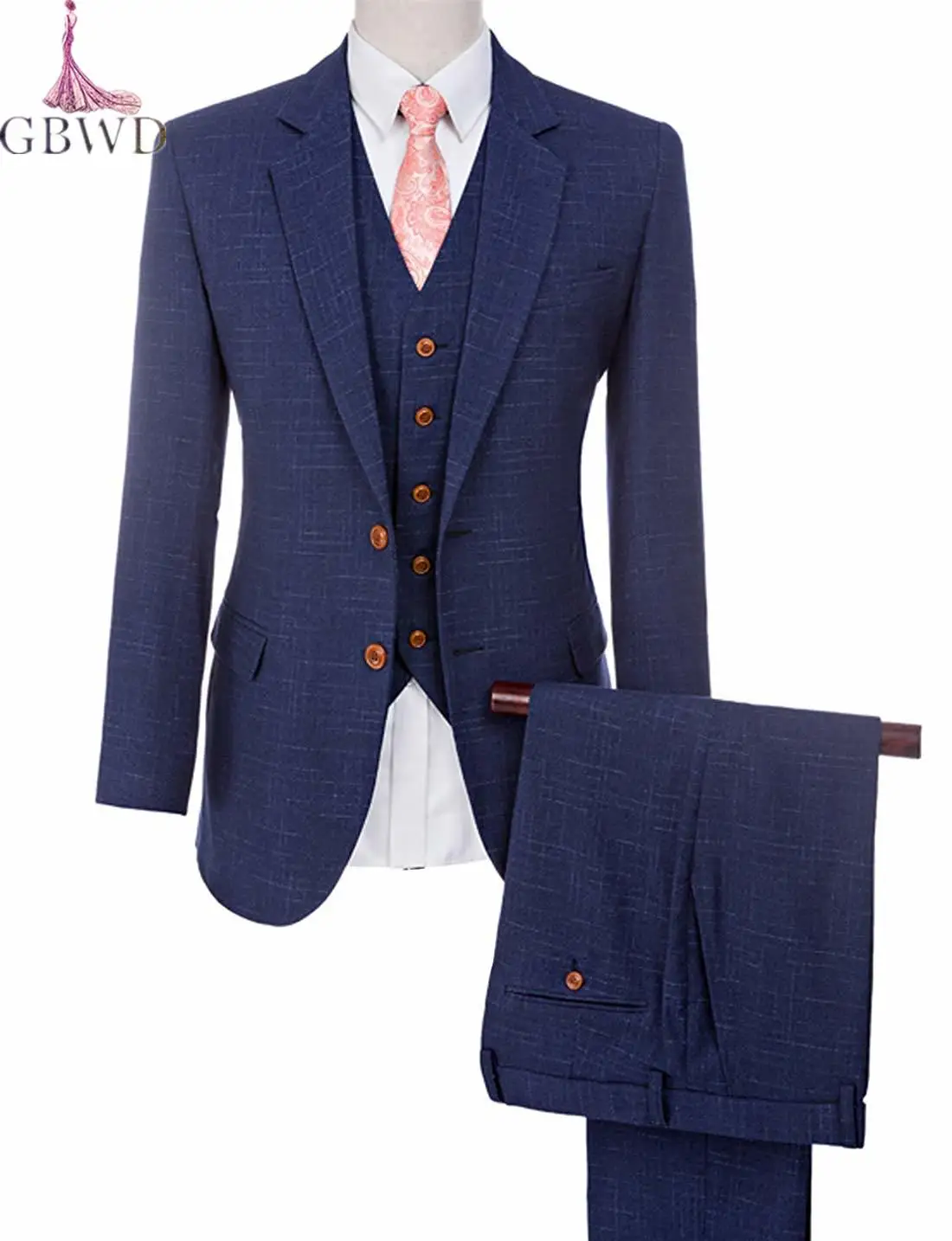 Для мужчин комплект из 3 предметов костюмы Slim Fit Две кнопки Multi-Цвет