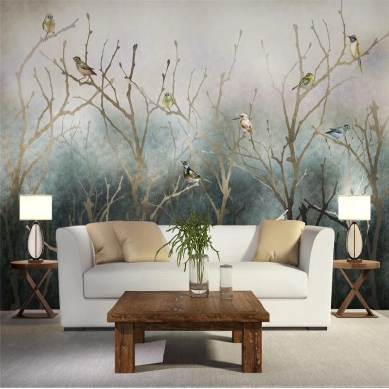 wellyu Chinese art creative flower forest TV background wall painting custom large mural green wallpaper papel de parede | Обустройство
