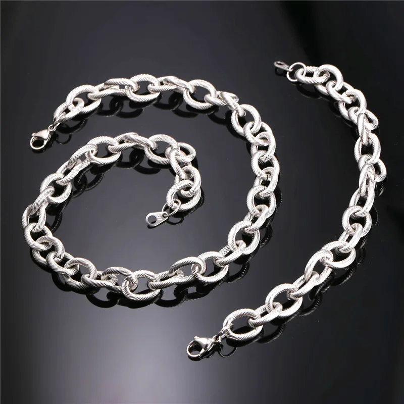 13 мм браслет цепочка и массивное ожерелье комплект ювелирных изделий для мужчин