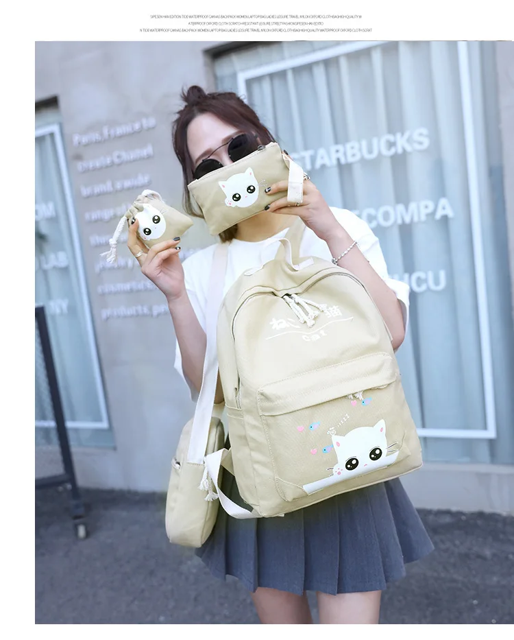 4pcs Backpack Cartoon School Bags For Girls Boys Child Backpack Schoolbag Lovely Kids Bags Printing Mochilas Escolares Infantis