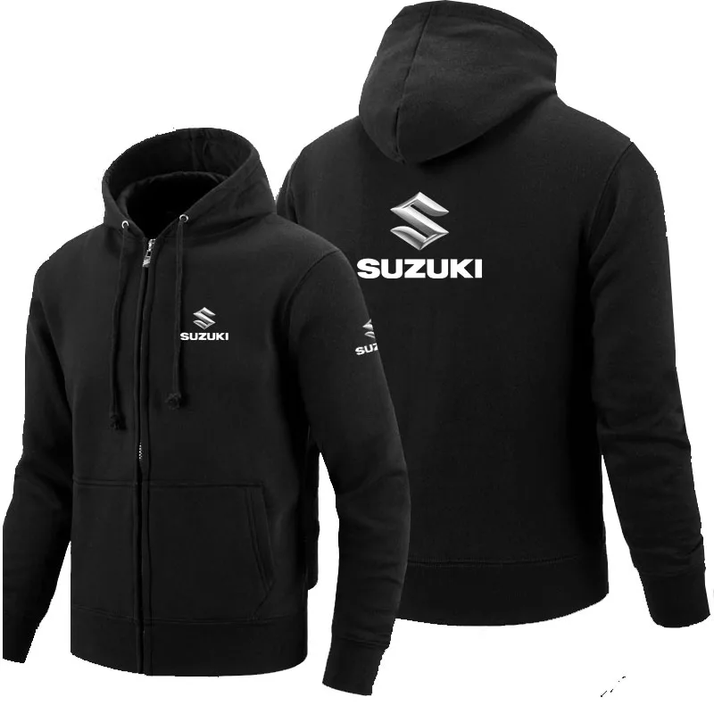Толстовки с капюшоном на молнии логотип Suzuki толстовка с капюшоном из флиса с длинным рукавом мужская куртка на молнии Толстовка - Цвет: Черный