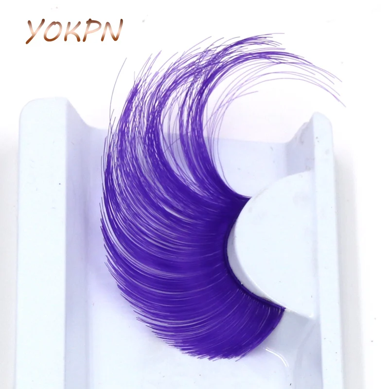 YOKPN ресницы Удлиненные Толстые Накладные фиолетовый цвет преувеличенные
