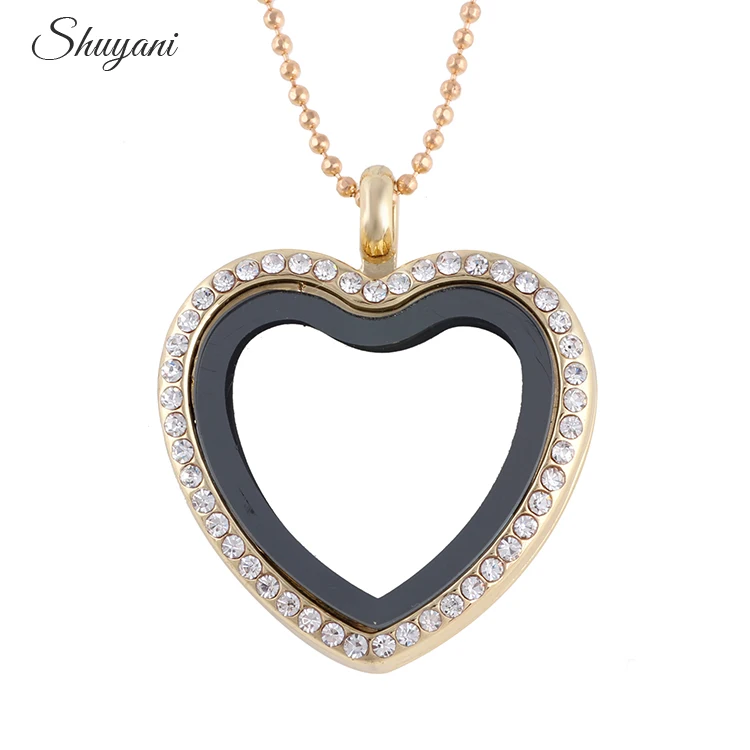 10 шт./лот подвеска медальон из сплава со стразами в форме сердца ожерелья и