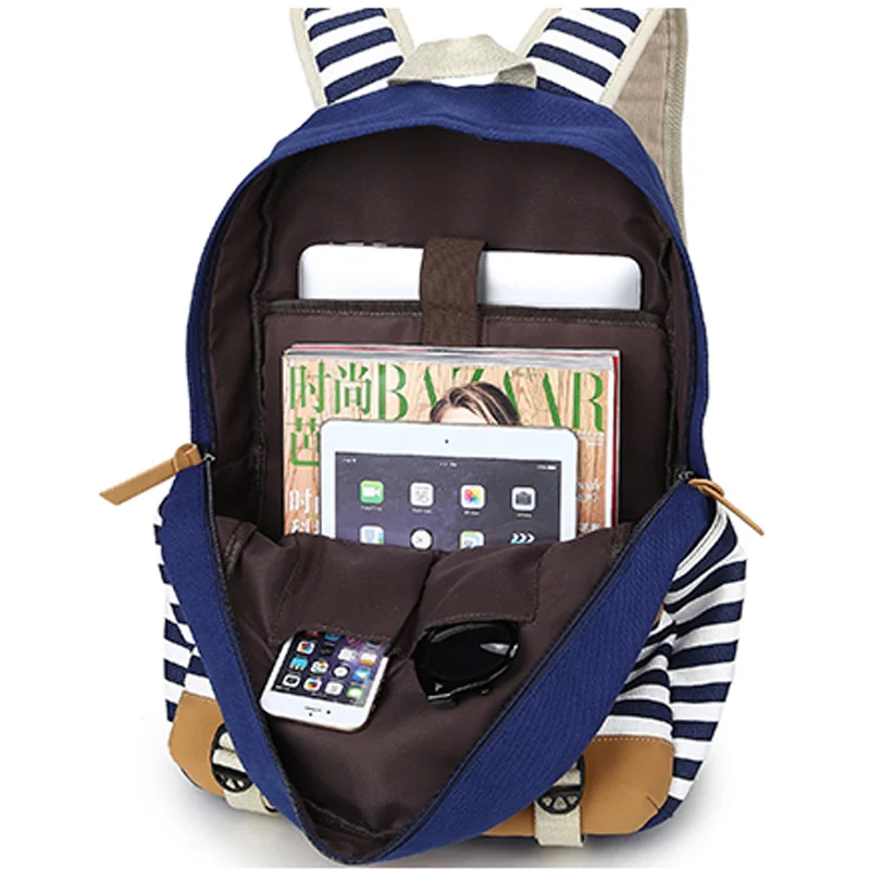 Школьные ранцы 2016 в стиле преппи женский рюкзак полоску из искусственной кожи с