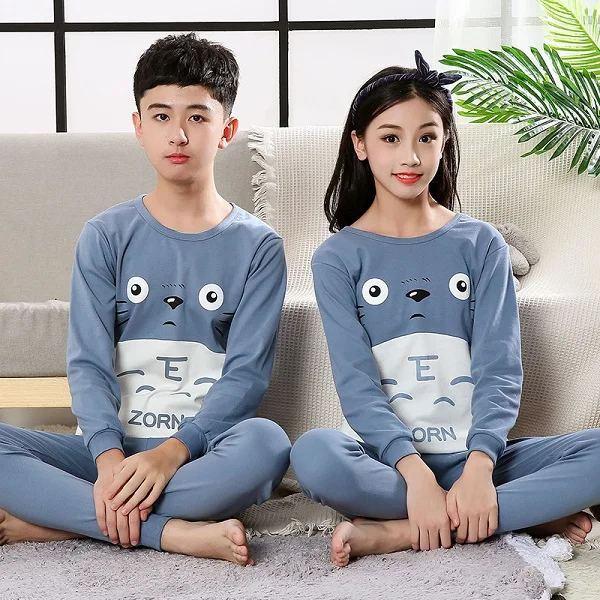 teens-11 Новая одежда для подростков комплект одежды для детей, пижамные комплекты для больших мальчиков и девочек хлопковая одежда для сна для мальчиков и девочек пижамы с длинными рукавами, Детская домашняя одежда - Цвет: teens-11