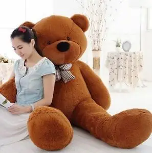 Light Brown Гигантский Большой плюшевый мишка с кожаным покрытием, плюшевые игрушки на молнии, 5 цветов, без хлопка, новая модная плюшевая/нано кукла, Pp хлопок, унисекс - Цвет: Light Brown