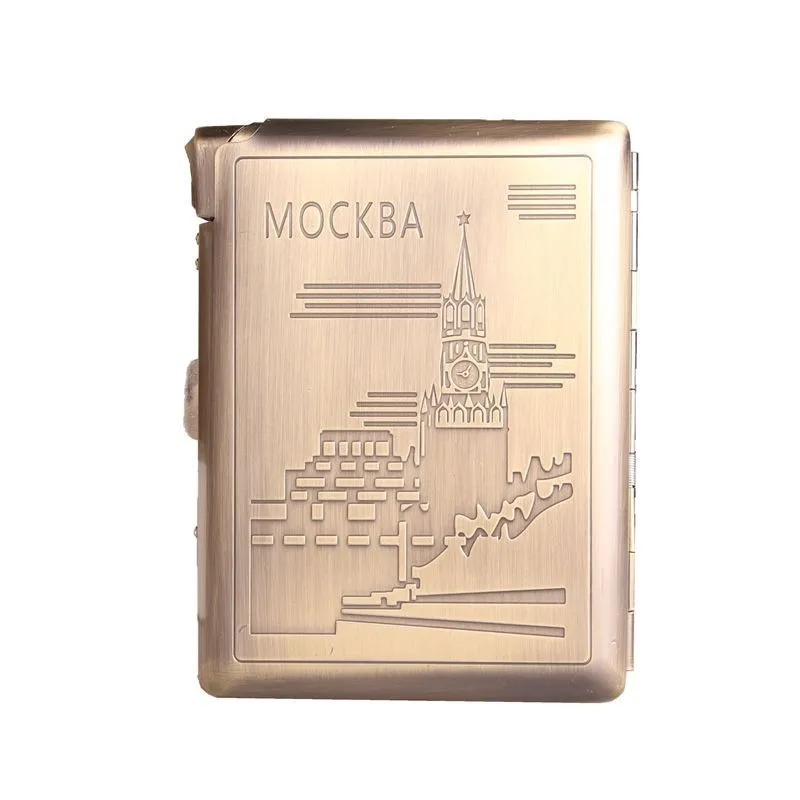 Металлический портсигар с Зажигалка газовая зажигалка курение Cigare коробка