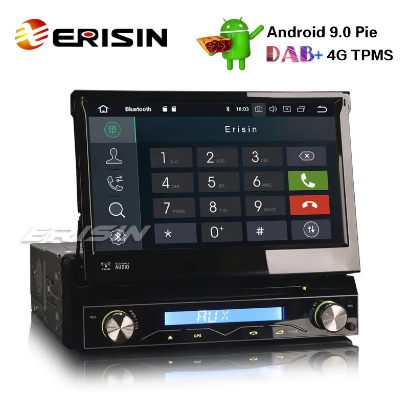 Автомобильный DVD плеер Erisin ES4808U 1 Din съемный DAB + Android 9 0 GPS wi fi TPMS DVR DTV BT OBD2