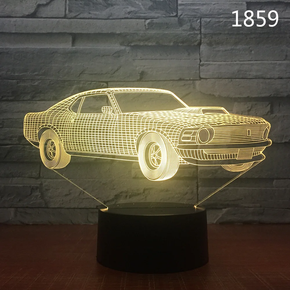 По форме спортивного автомобиля 3D ночник 7 цветов Изменение светодиодный ночник USB Умный дом украшение Новинка лампа Индукционная настольная лампа - Цвет: Style 8