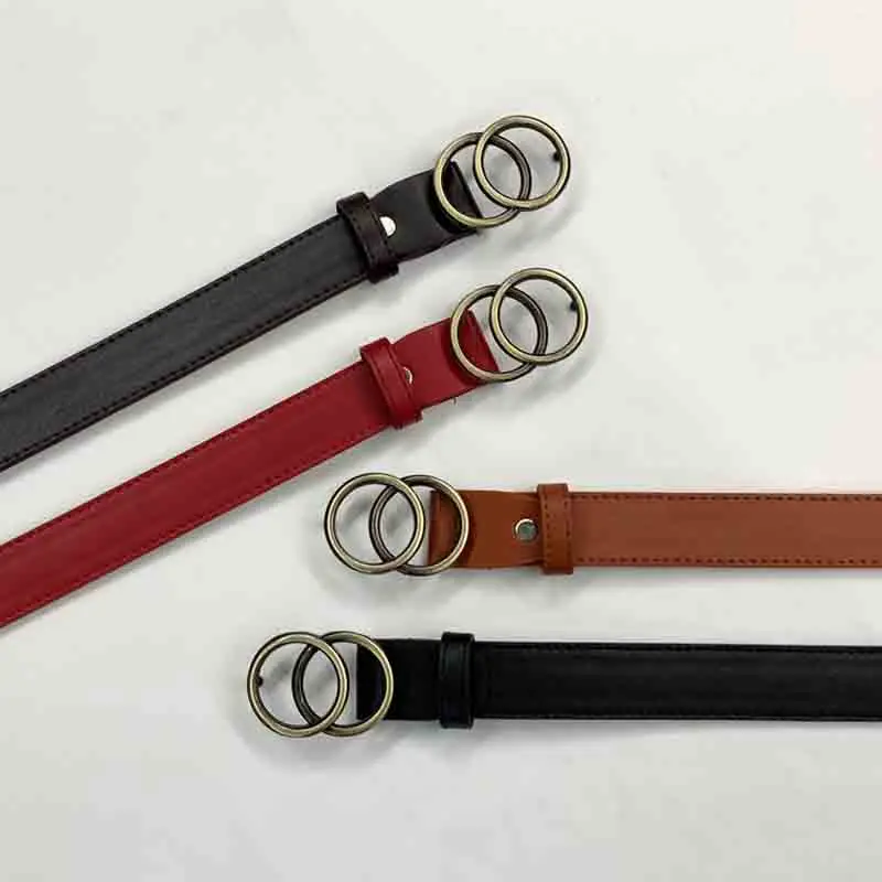 Женские джинсы модные двойные круглые с пряжкой золотые Дикий Пояс женское