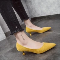 plus size ol office lady shoes faux suede high heels woman shoes pointed toe dress shoes basic pumps women boat zapatos mujer