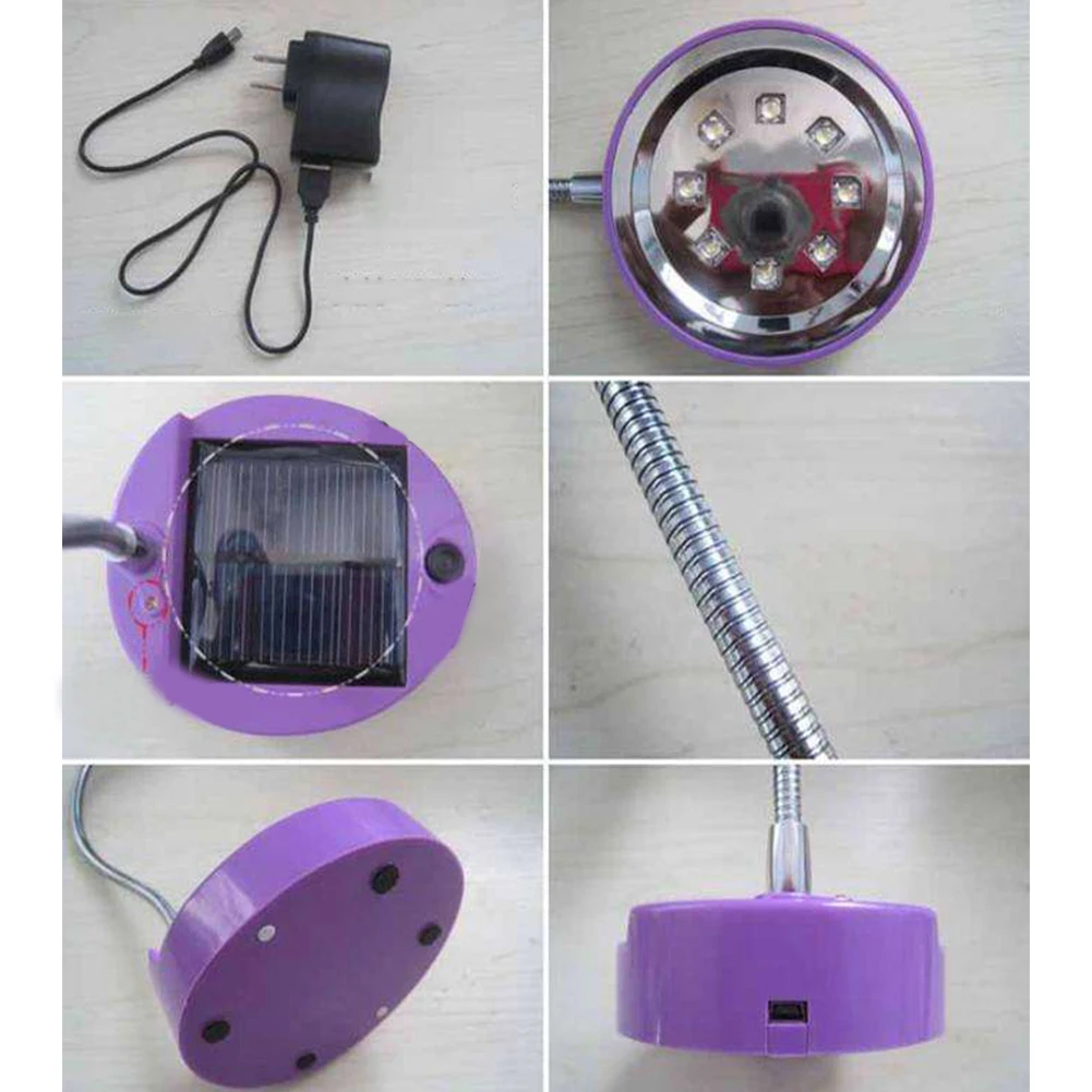 8LED мини настольная яркая настольная лампа для дома износостойкая Регулируемая гусиная шея на солнечных батареях энергосберегающая домашняя USB перезаряжаемая
