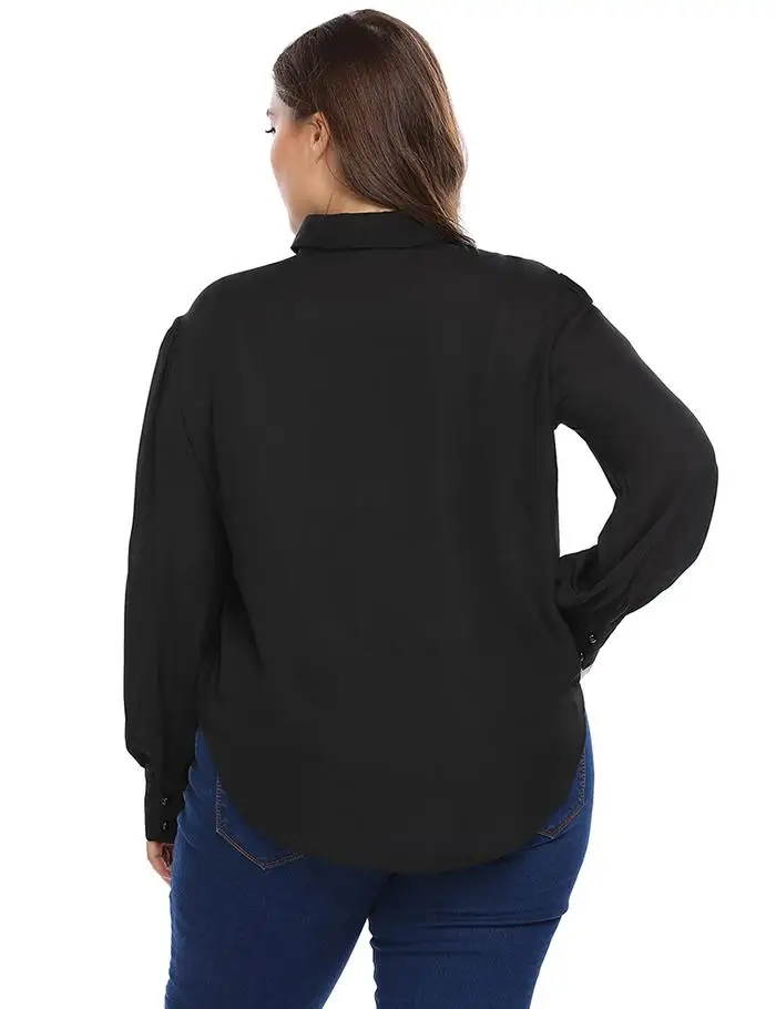 IN'VOLAND размера плюс XL-4XL, женская блузка, Blusas, топы, весна-осень, свободная, изогнутая кромка, на пуговицах, Большая рубашка, пуловеры, большой размер