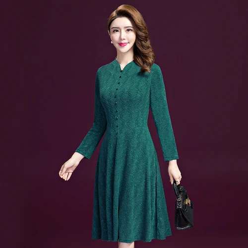 Женское однотонное платье с v образным вырезом зимнее приталенное зеленое Xxxxxl