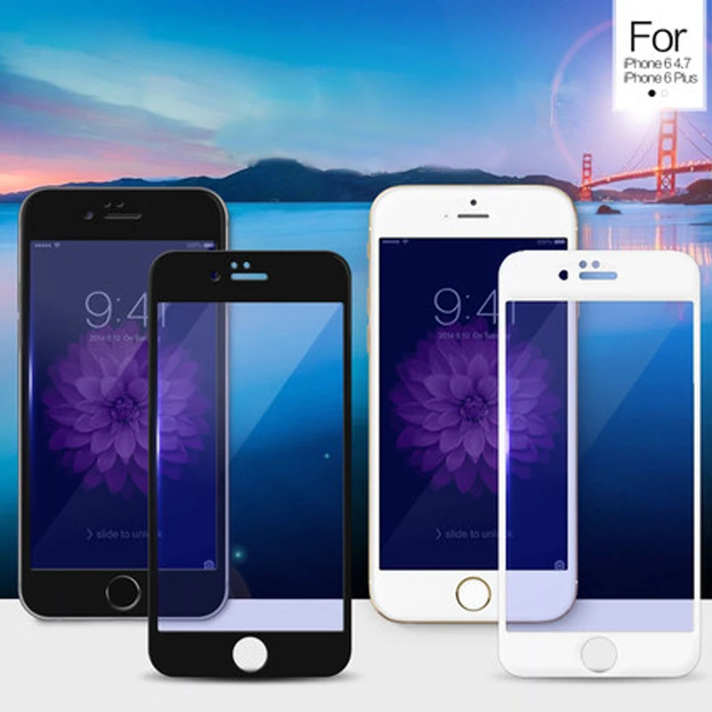 Закаленное стекло для iphone 6 6s полноэкранное 3D покрытие анти Фиолетовое защитное