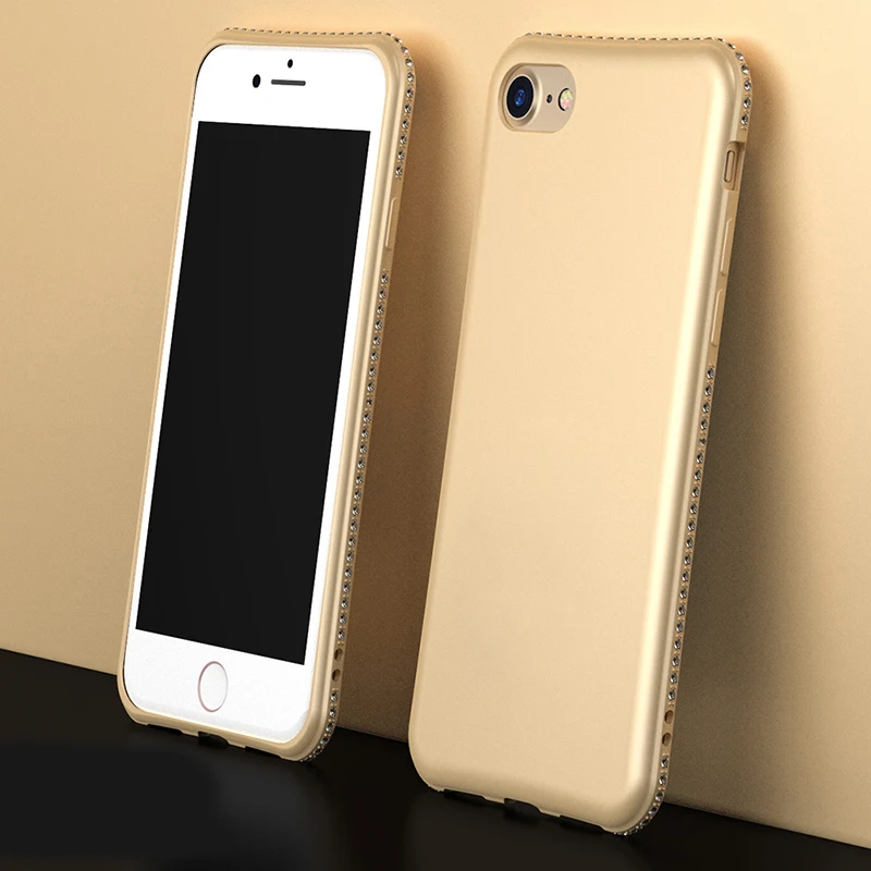 Силиконовый мягкий чехол со стразами для iPhone 6 S 7 8 Plus XS Max X XR 6Plus 7Plus Блестящий