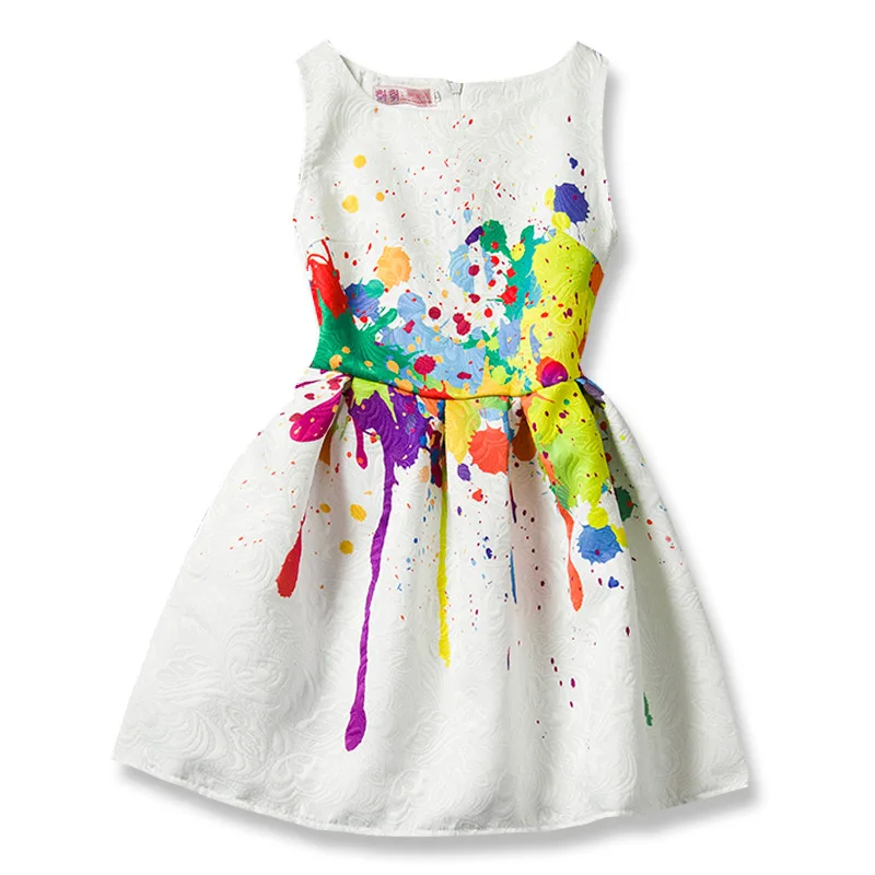 Art Colorful Girl Dress Summer Sleeveless for Girls Casual Clothes Butterfly Flower Dresses Teenagers Vestidos | Детская одежда и