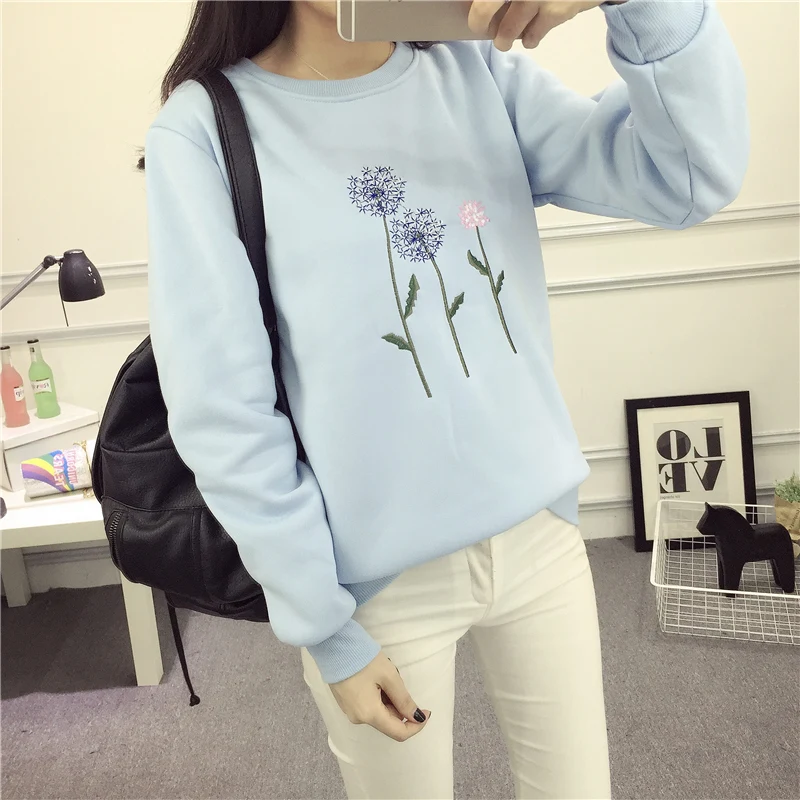 Новинка 2018 осенне зимний женский свитер милый пуловер с вышивкой одуванчика