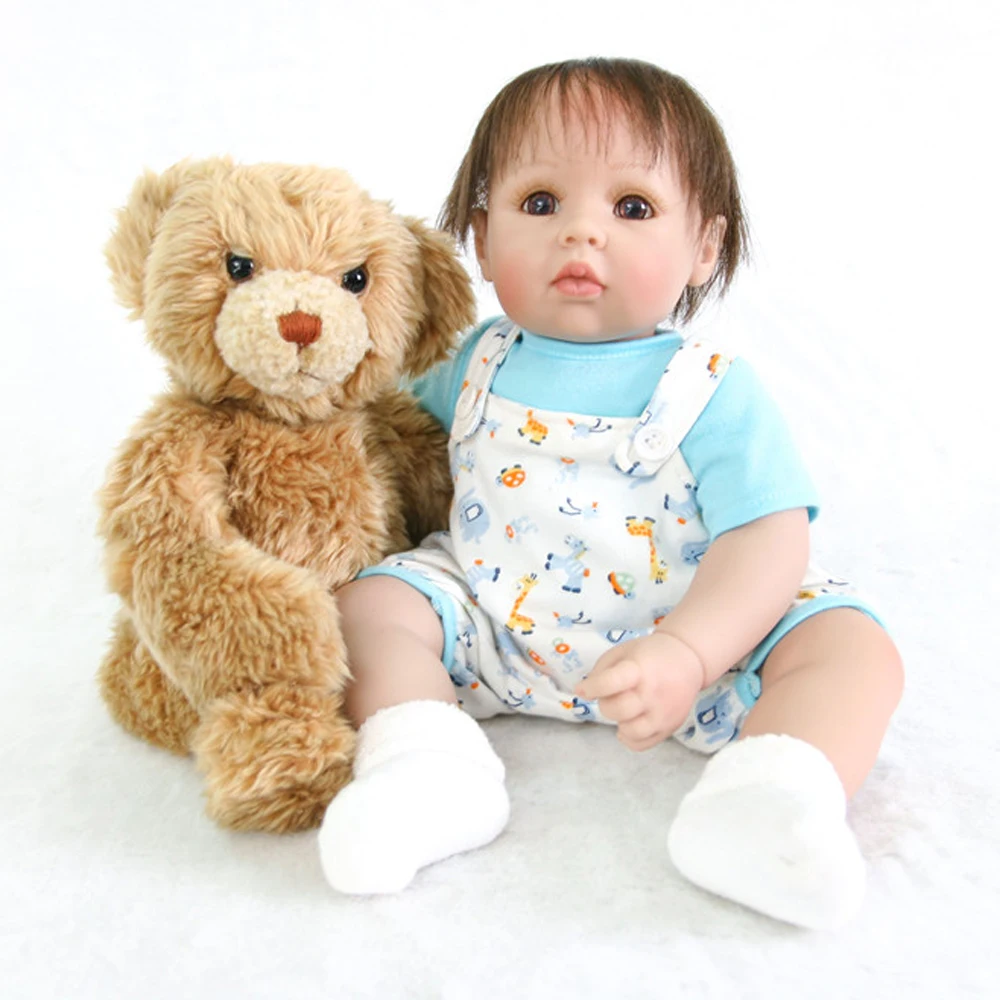 

Плюшевая кукла с медведем, 20 дюймов, Кукла reborn, Реалистичная, детская, силиконовая, для девочек, игрушки для детей, подарки bjd