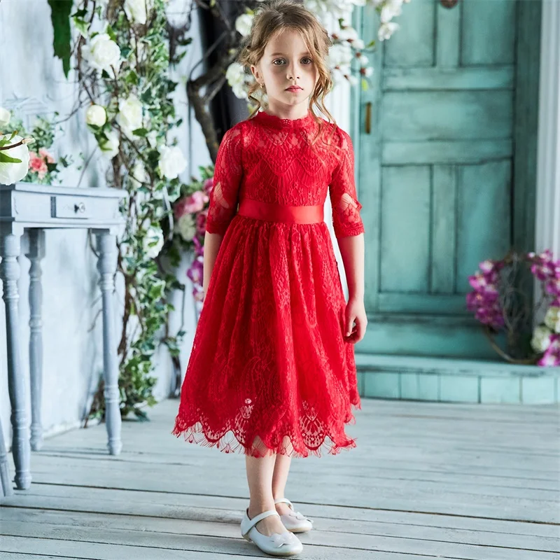 Baby Girls Dress Flower Lace Hollow Princess Costume Kids Dresses For Girl Summer Party Frocks Children Clothing 3-8Y | Детская одежда