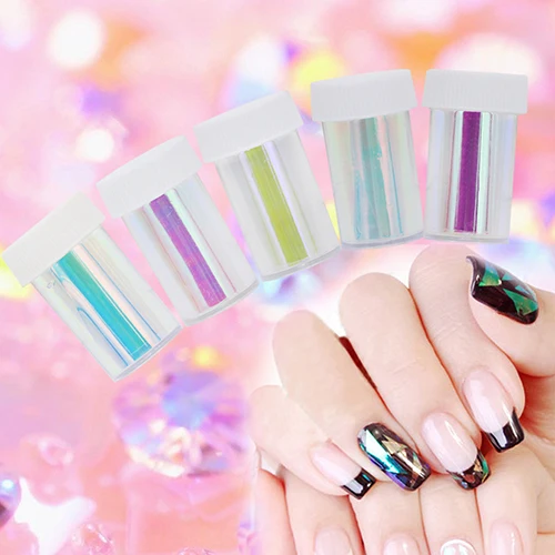 5x Clear Aurora Nail Art Glitter Foils Transfer Sticker Paper Manicure Tool | Красота и здоровье