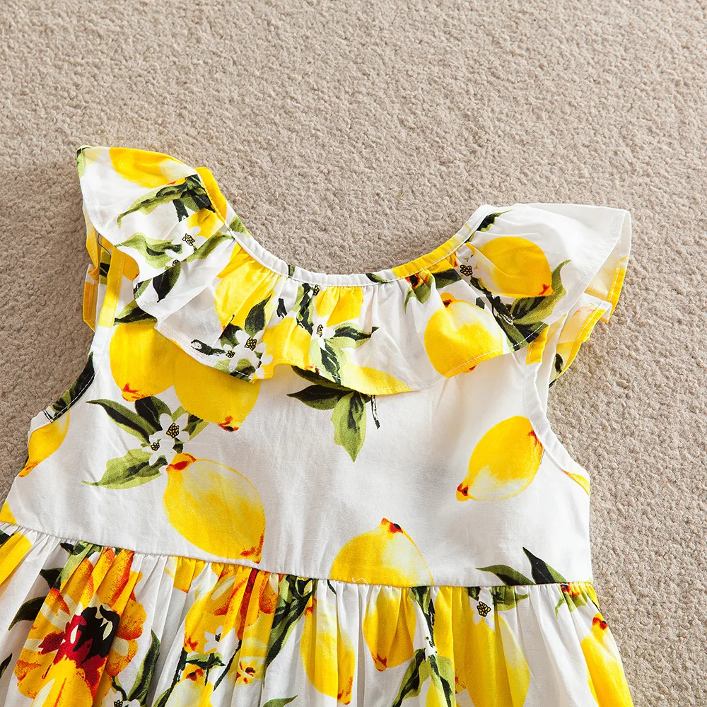 girl party dress Sleeveless cotton baby Lovely The Lemon pattern dresses design princess style clothes | Детская одежда и обувь