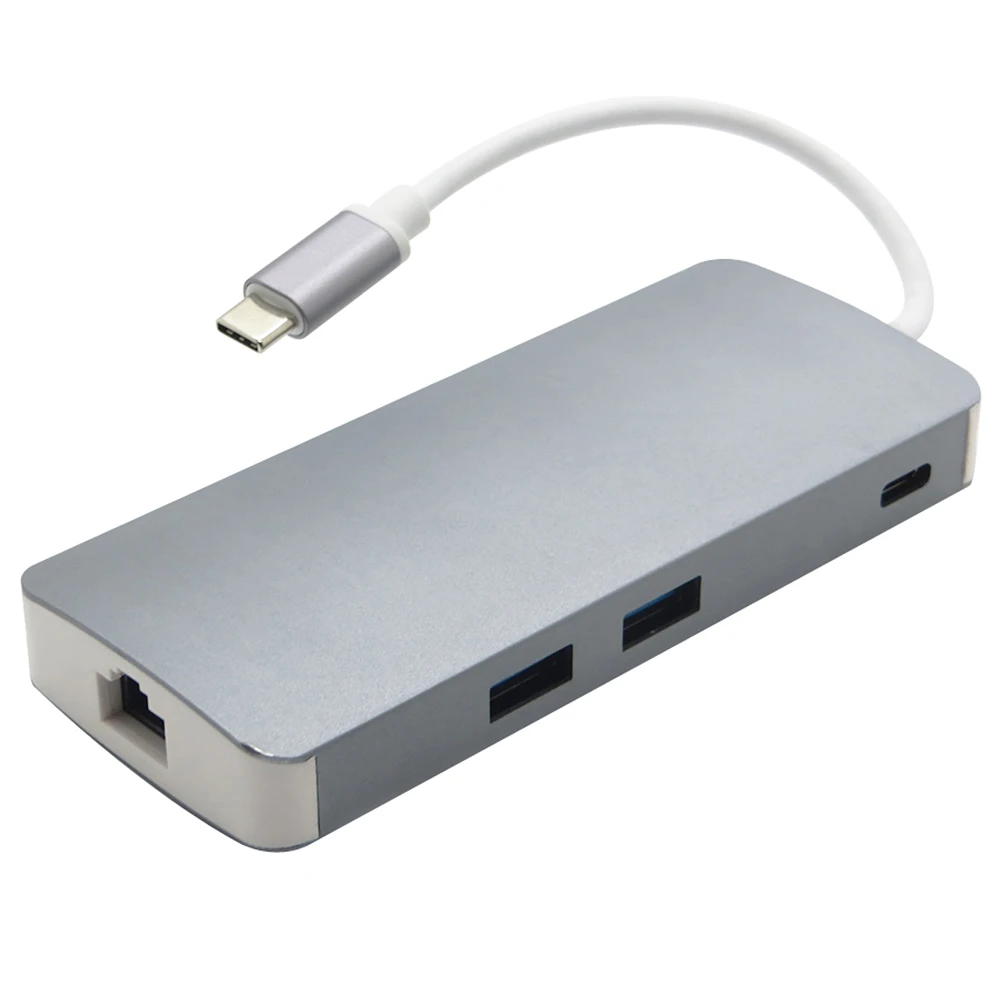USB 3. 0 Type C хаб 8 в 1 с HDMI 4K VGA RJ45 гигабитный Ethernet адаптер SD/TF кардридер Тип PD зарядный