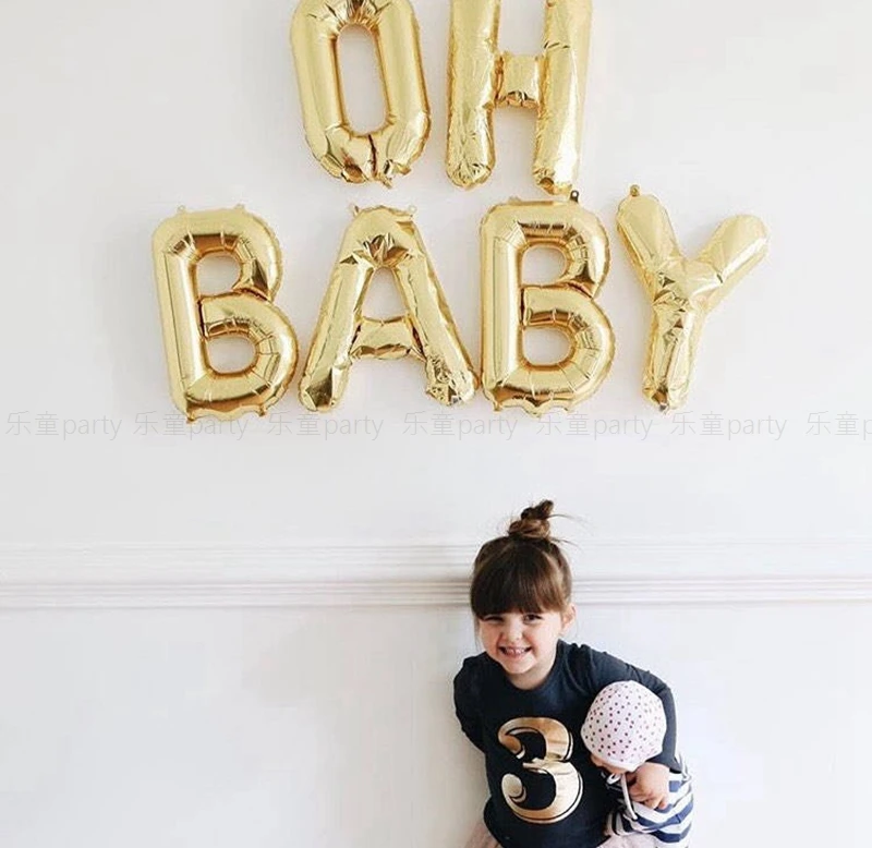 16 дюймов с надписью OH BABY Пол раскрыть письмо Фольга воздушные шары его в комплект