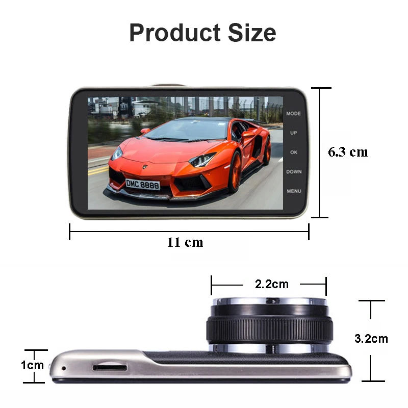 Автомобиль FHD 1080 P DVR 4 дюймов авто камера двойной объектив регистраторы ночное