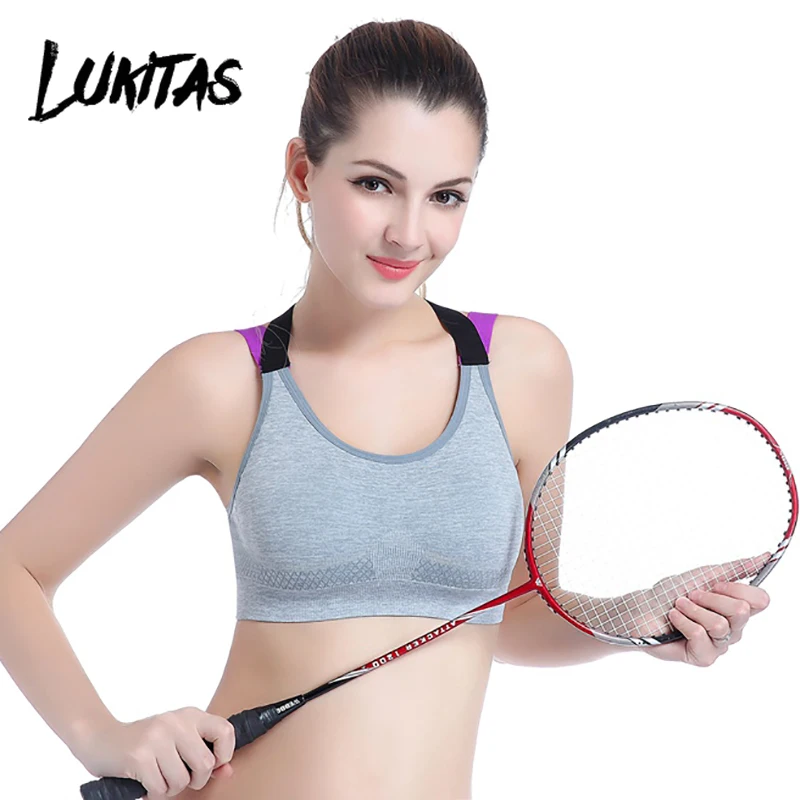 Спортивный женский бюстгальтер LUKITAS топ для фитнеса пуш ап с перекрестными