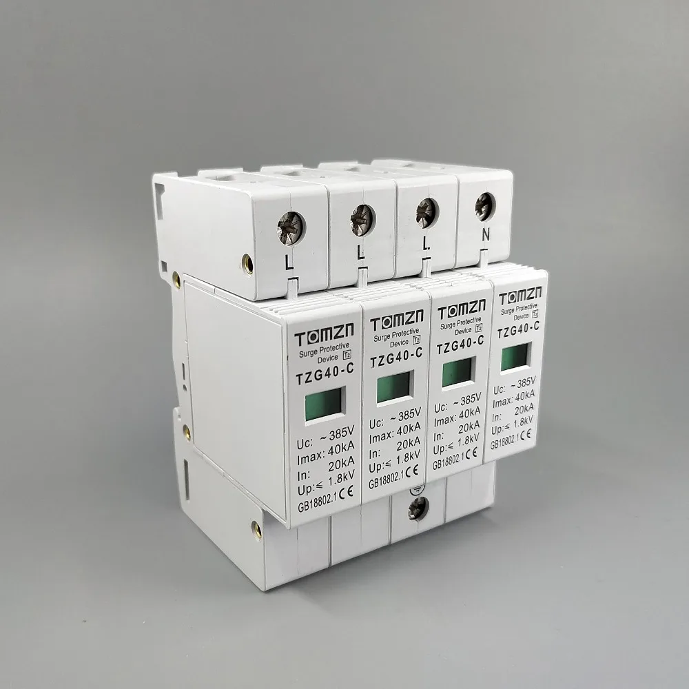 AC SPD 3P + N 20KA ~ 40KA C 385V домашнее устройство защиты от перенапряжения защитное