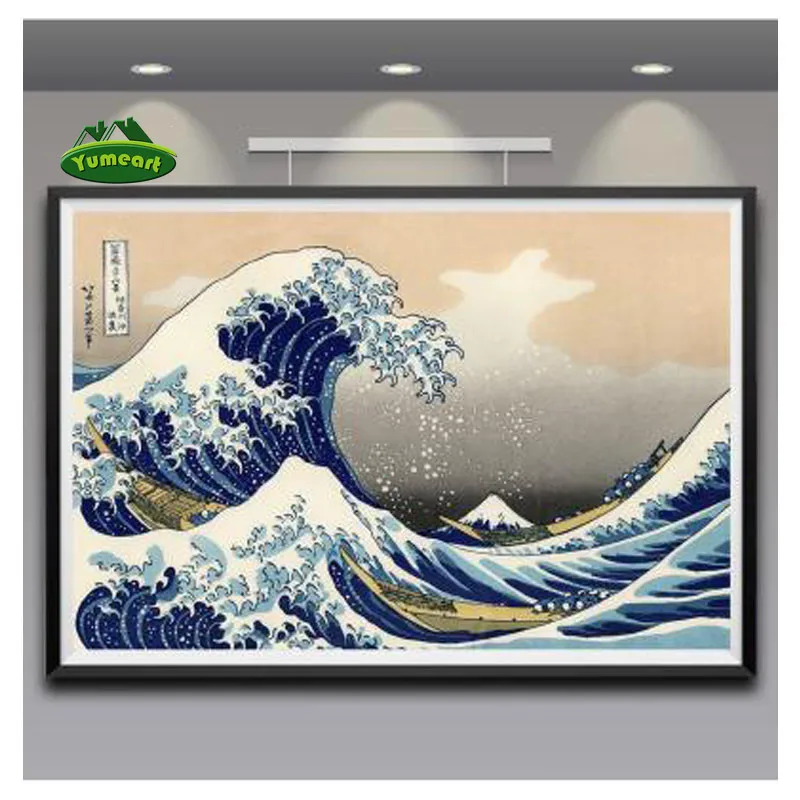 YUMEART Алмазная вышивка большая волна канагава обзор гор Fuji алмазная живопись