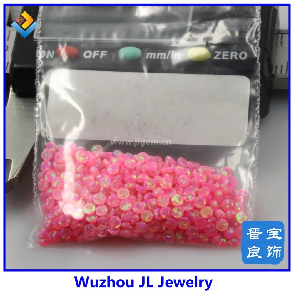 

(50PCs/lot)Fire pink op43 color 3mm round cabochon tiny synthetic opal for jewelry making