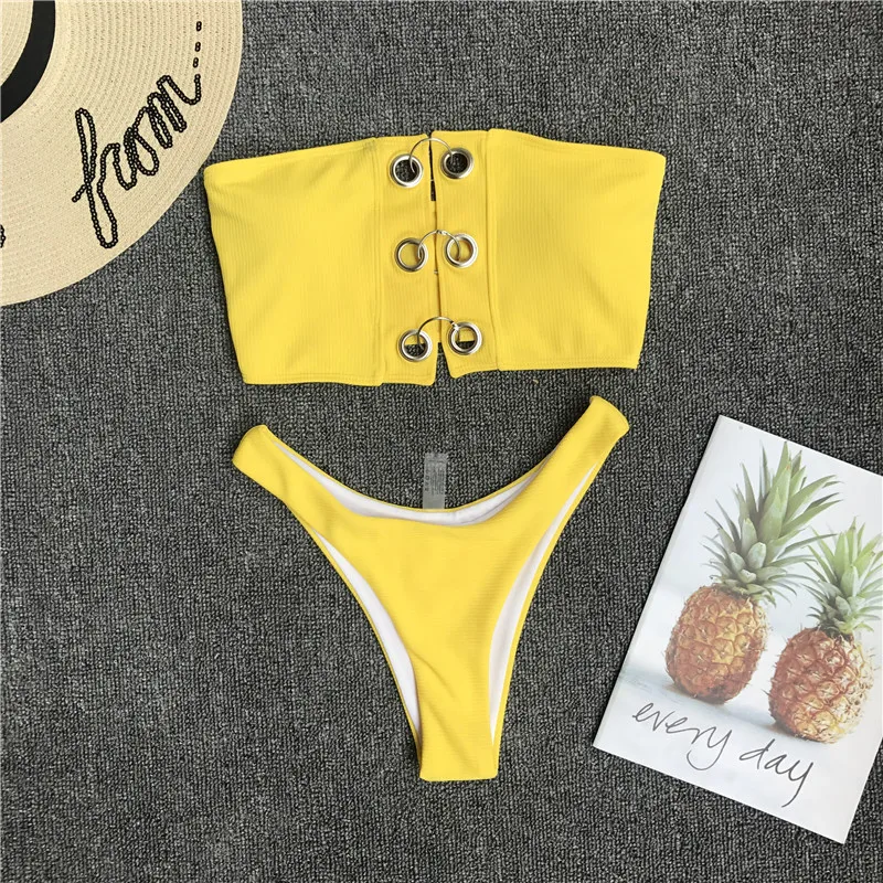 Женский купальник бикини с металлическим кольцом и пряжкой 2018|Купальники| |