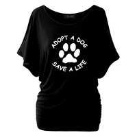 t shirts 2019 spring women adopt a dog save a life casual cotton long sleeve loose o neck ladies tees tops t shirt brand
