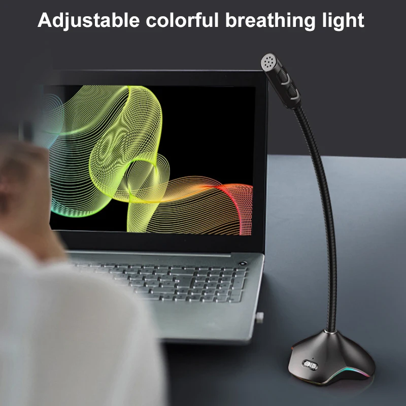 Flexible USB Condenser Microphone for Computer With led light Recording Gaming Chatting computer microphones | Электроника