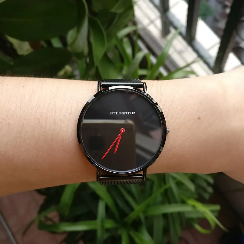 

Fashion Japan Quartz Black Luxury Red Hand Ultra Thin Man Watches Business Woman Leather Magnet Mesh Stainless Steel Waterproof